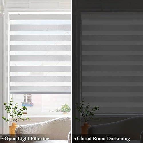 Miniatura 3 de Persianas enrollables Zebra para ventanas, 30 x 72 pulgadas, cortinas enrollables con diseño de cebra, filtrantes de luz, 50 % opacas, para sala de