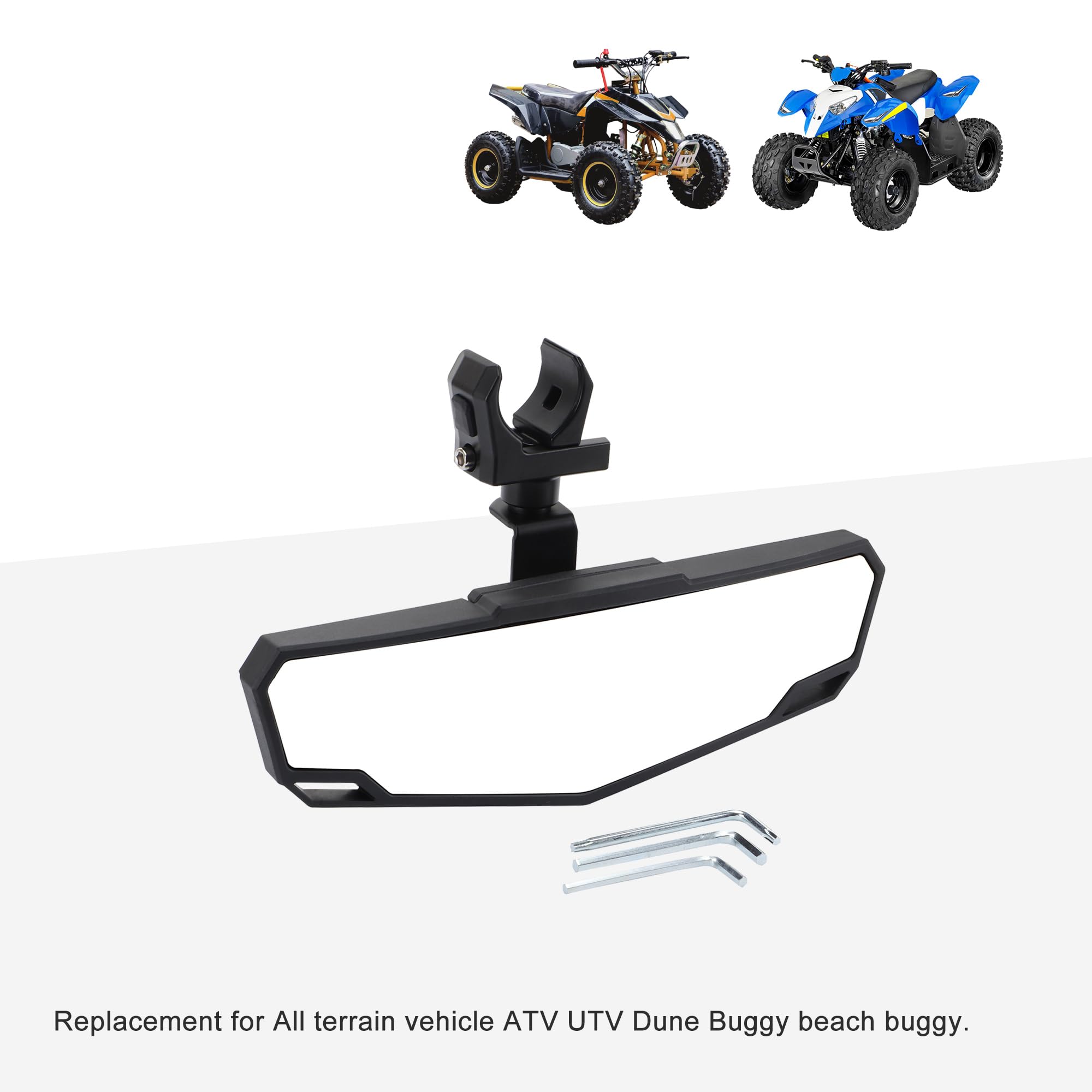 GOOFIT Specchietto Retrovisore Centrale/Universale Per UTV, ATV, Dune Buggy, Con Viti E Piastre Di Fissaggio, Regolabile - 4