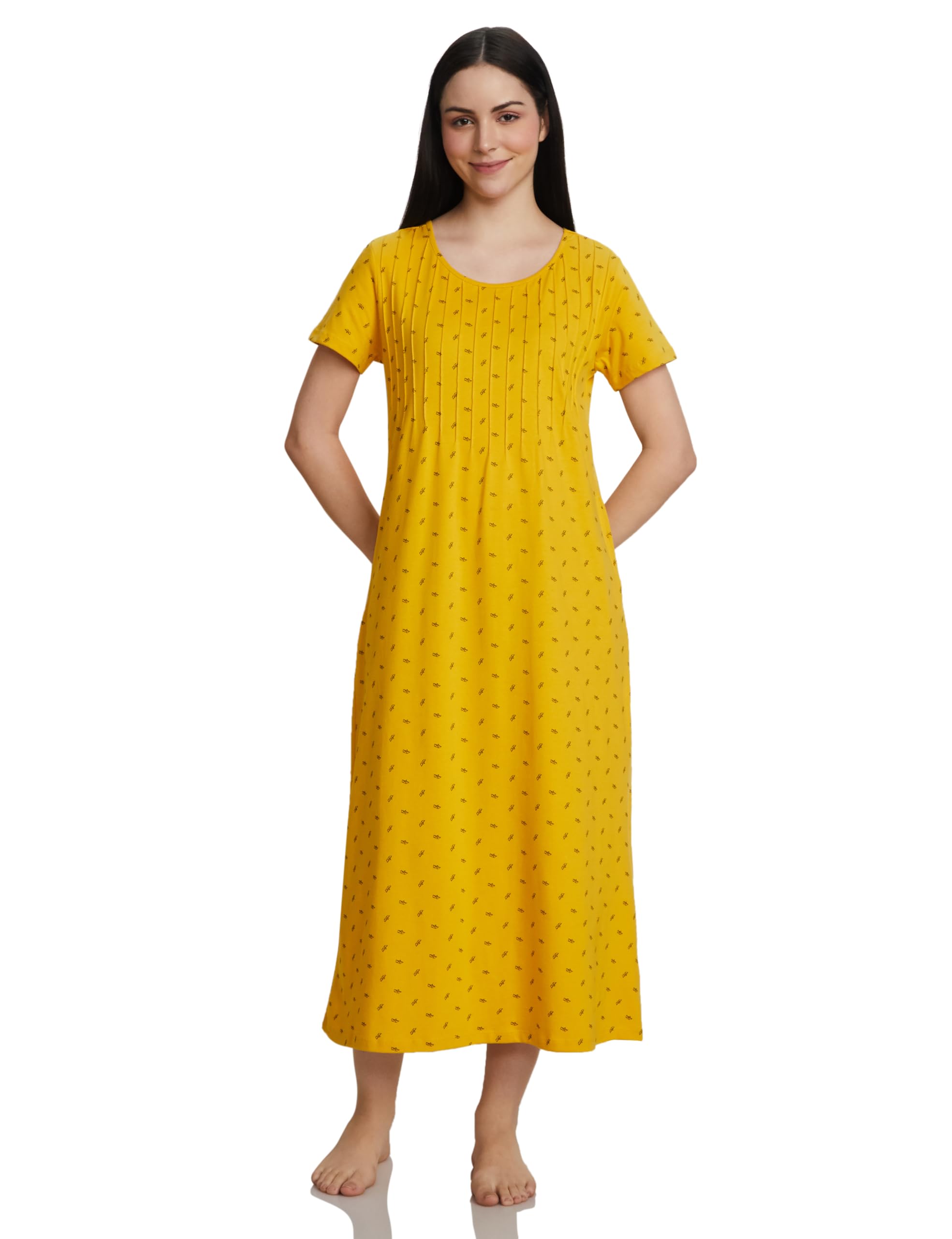 amazon brand - symbol Women's Cotton Maxi Length Nighty | Night Dress-picture-34