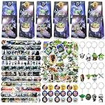 104 PCS Party Bag Fillers for Kids Unisex, Kids' Party Favours Gaming Party Bag Fillers for Girls Boys Stickers Keychains Theme Slap Bands Goodie Bags Anime Birthday Decorations Party Supplies