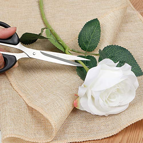 Mocoosy 12 Pcs Rose Artificial Flowers, White Silk Roses With Stems Realistic Fake Rose Flower Bouquets For Wedding Arrangement Centerpieces Party Home Table Decorations #TOP2
