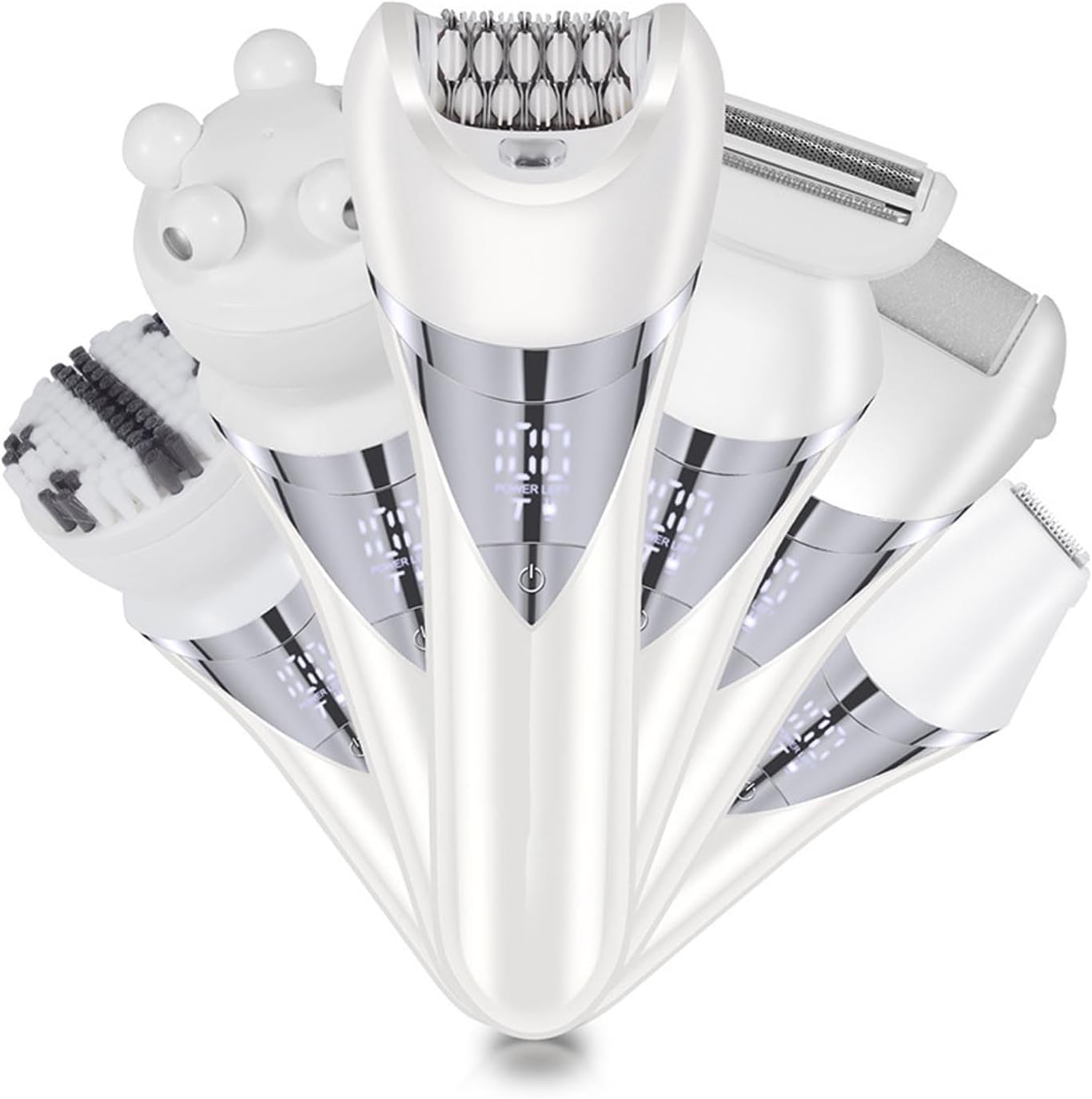 6-in-1 Cordless Hair Remover & Exfoliator for Women — Epilator with 6 Attachments, Gentle Wet/Dry Use, Rechargeable & Travel-Friendly