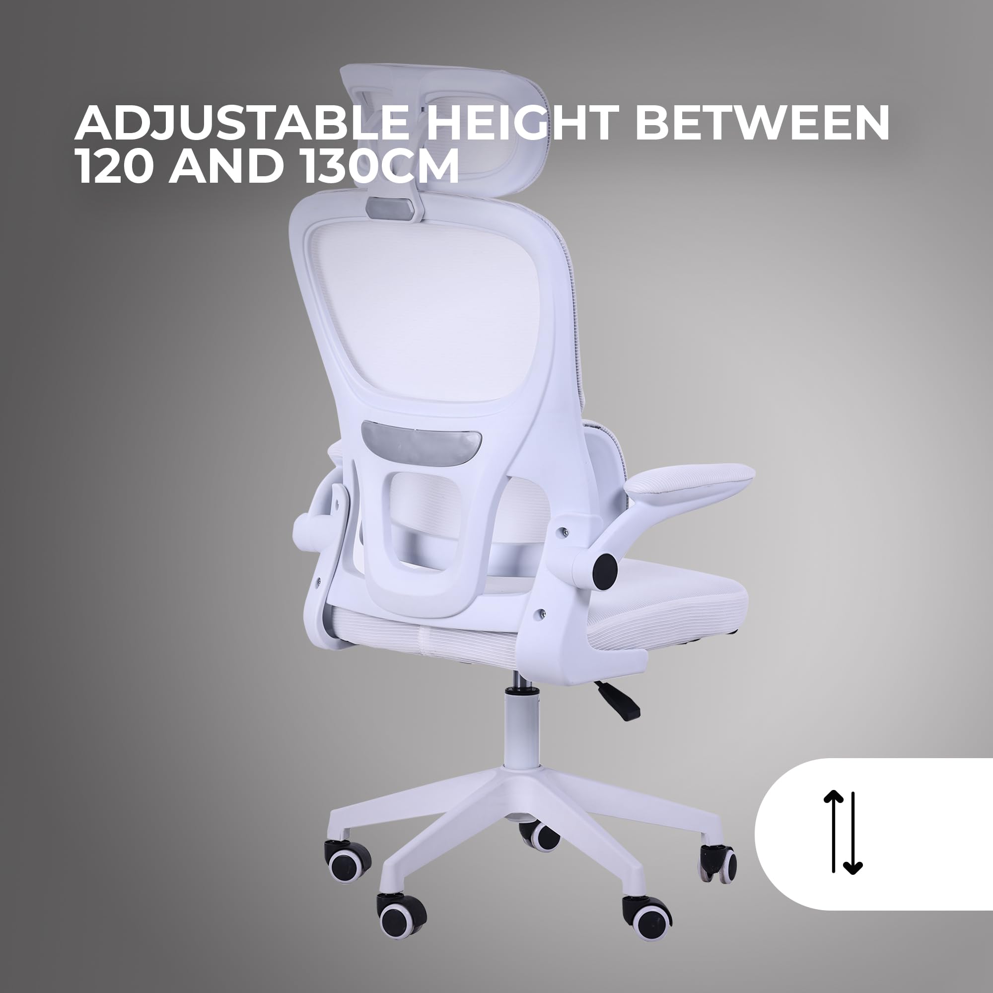 Mars Gaming MGC-ERGOPRO, Sedia Ergonomica Professionale, Supporto Lombare Attivo, Rete Traspirante, Altezza Regolabile 120-130cm, Braccioli Ribaltabili, Poggiatesta Regolabile, Sedia Ufficio, Bianco