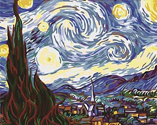 Komking DIY Oil Painting Paint by Numbers for Adults Beginner, Paint by Number Kits Painting on Canvas 16x20inch, Creative Sky Pattern