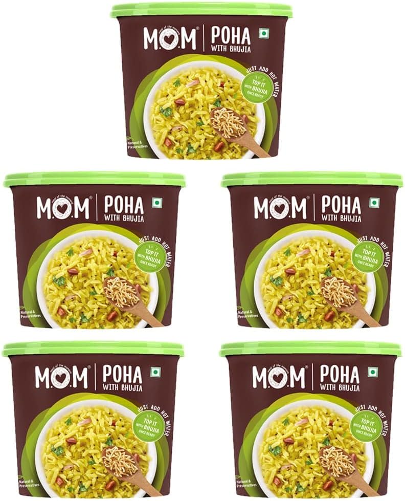 MOM - Meal of the Moment, Poha with Bhujia, 80g (Pack of 5) - Ready to Eat | Instant Food | No Added Preservatives