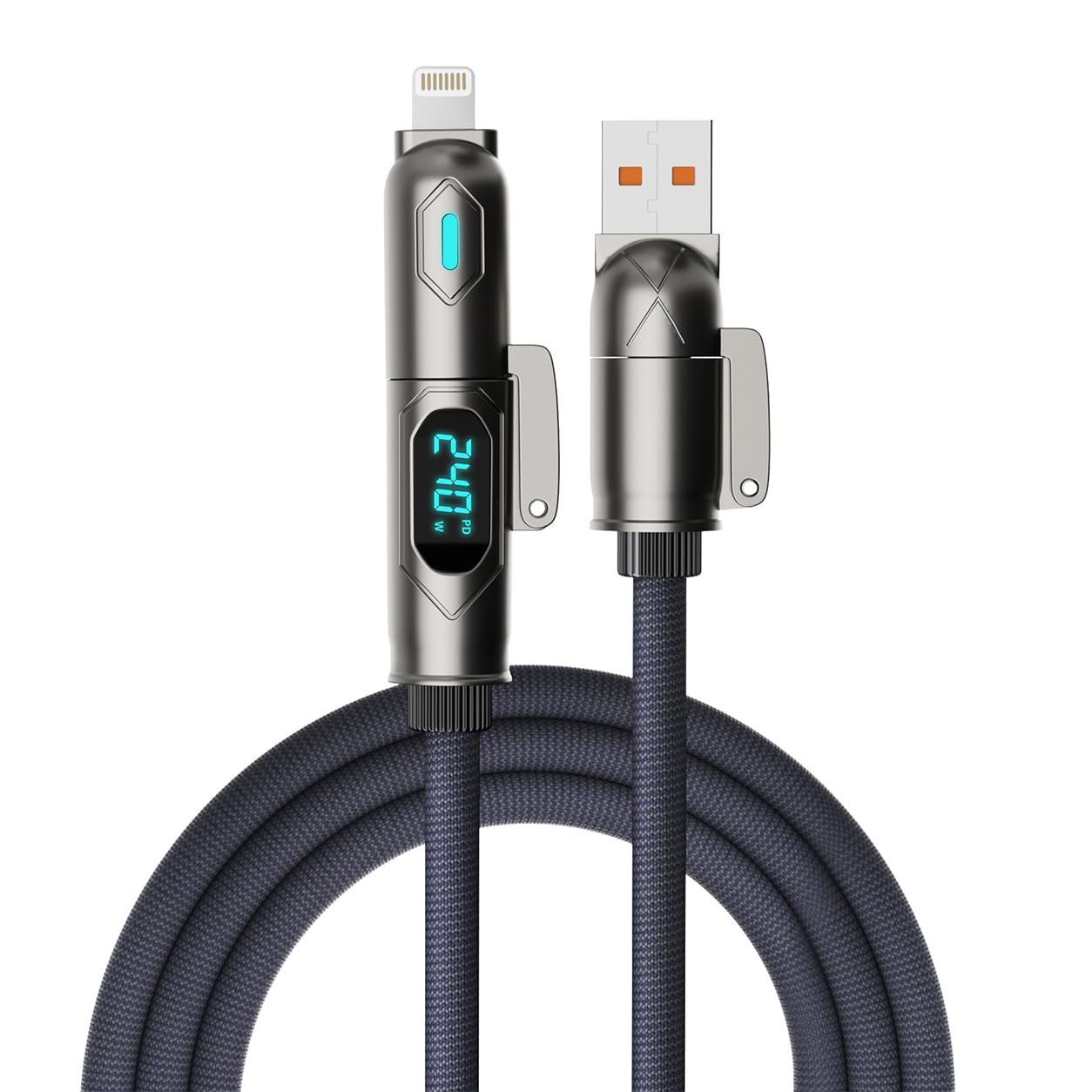 verilux® pd 240w multi type c cable fast charging with power display | 480mbps data cable c type fast charging with usb a/usb c/lighting for iphone 18/17/16, galaxy s26/s25/s24, laptop, tablets