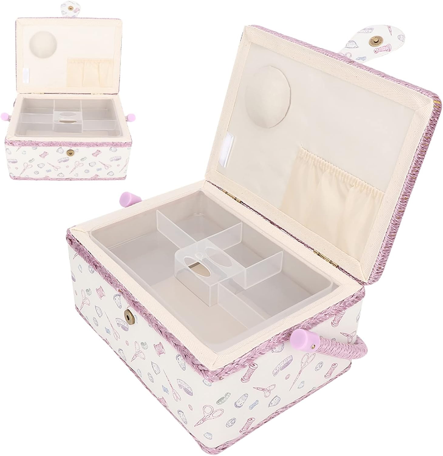 Vintage Sewing Basket Fabric Craft Storage Box Organizer Household for Sewing Cloth
