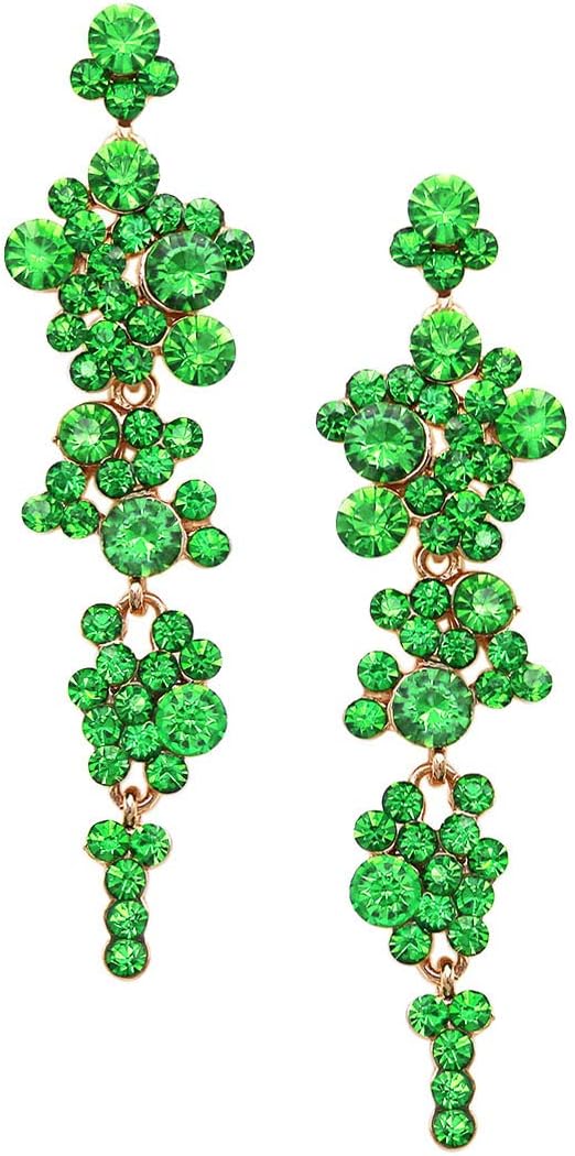 Rosemarie Collections Women's Stunning Crystal Rhinestone Statement Bubble Dangle Earrings, 3.25"