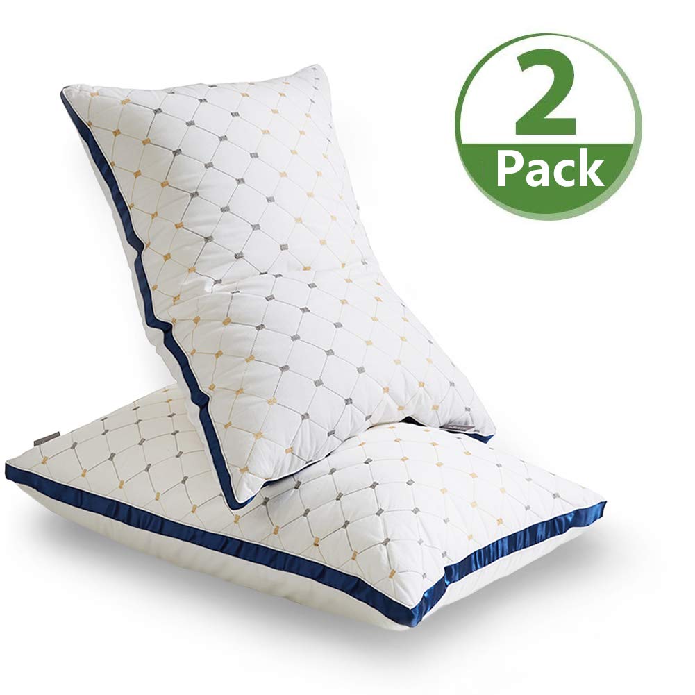 AiAngu Pillows for Sleeping - [2 Pack] Premium Hotel Bed Pillows，Breathable Down Alternative Cooling Pillows Good for Side Back and Stomach Sleepers,100% Breathable Cotton Cover Skin-Friendly (Queen)