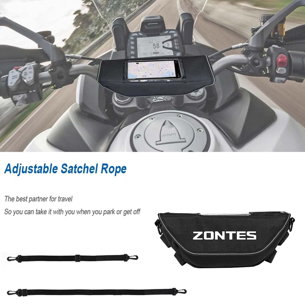 Generico Borsa da manubrio per Zontes zontes 368G ADV 368g Borsa da manubrio portatile impermeabile per telefono Borsa da navigazione per volante da moto
