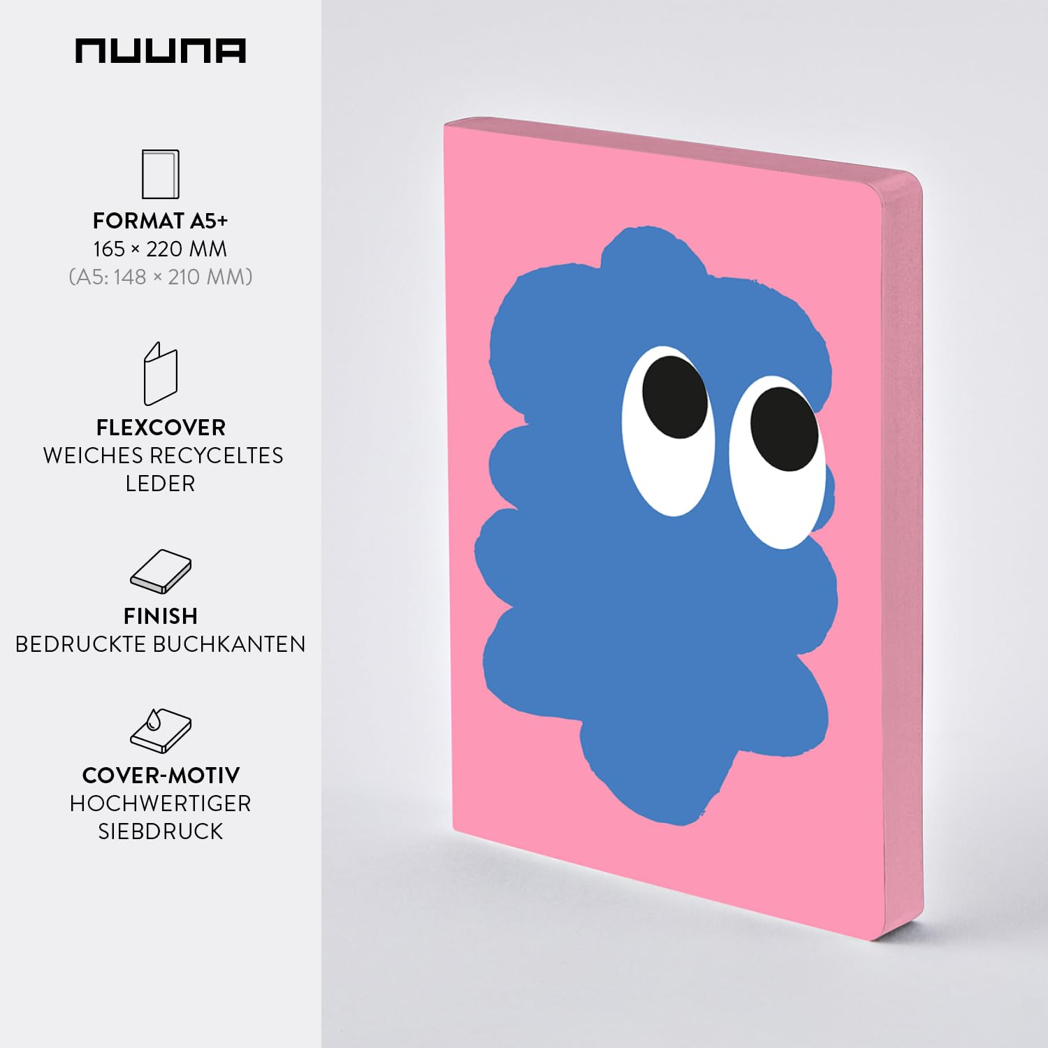 Nuuna Notizbuch A5+ Graphic L - Sweet Joe, Leder rosa