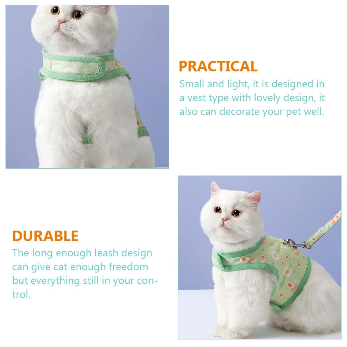 Happyyami 4juegos Arnés y Correa para Gato con Diseño De Aguacate Arnés y Transpirable para Cachorros y Gatitos para Paseos Al Aire y Entrenamiento Mediano