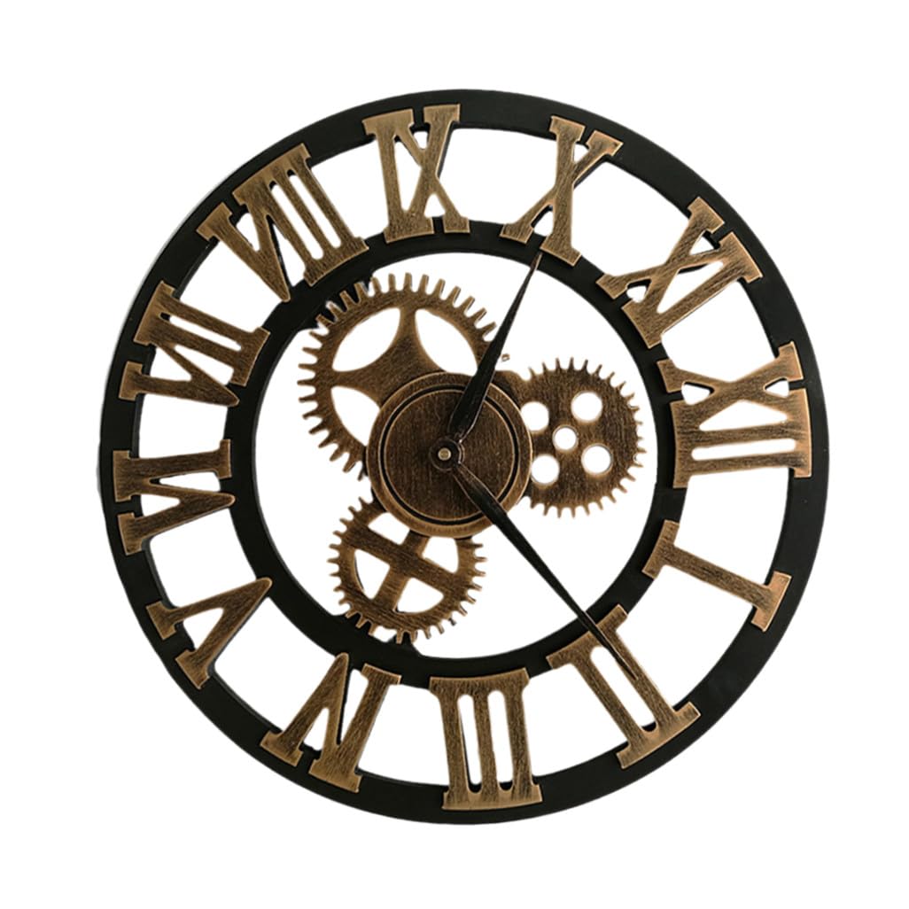 Alipis Reloj de Pared Creativo Engranajes Móviles de Estilo Industrial y Moderno, Material Metal y Madera, Adecuado para Sala de Estar u Oficina