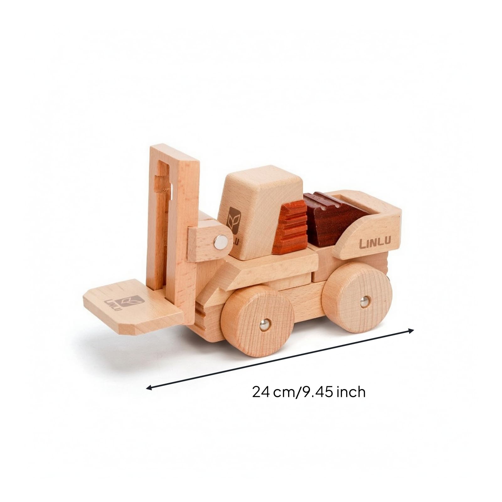 Jouet à Rouler En Bois Petites Mains , Chariot Élévateur En Bois Massif