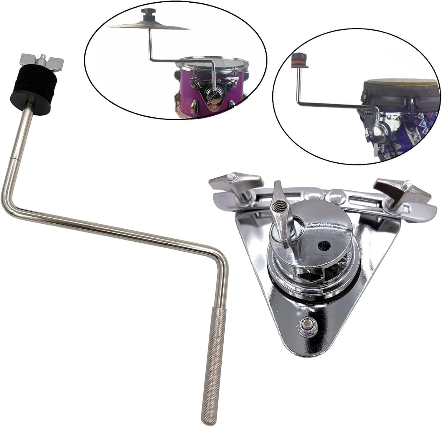 Jiayouy Drum Suspension Mount Bracket with Z Shaped Cymbal Arm, Adjustable Tom Drum Suspension Rim Mount Holder Accessory