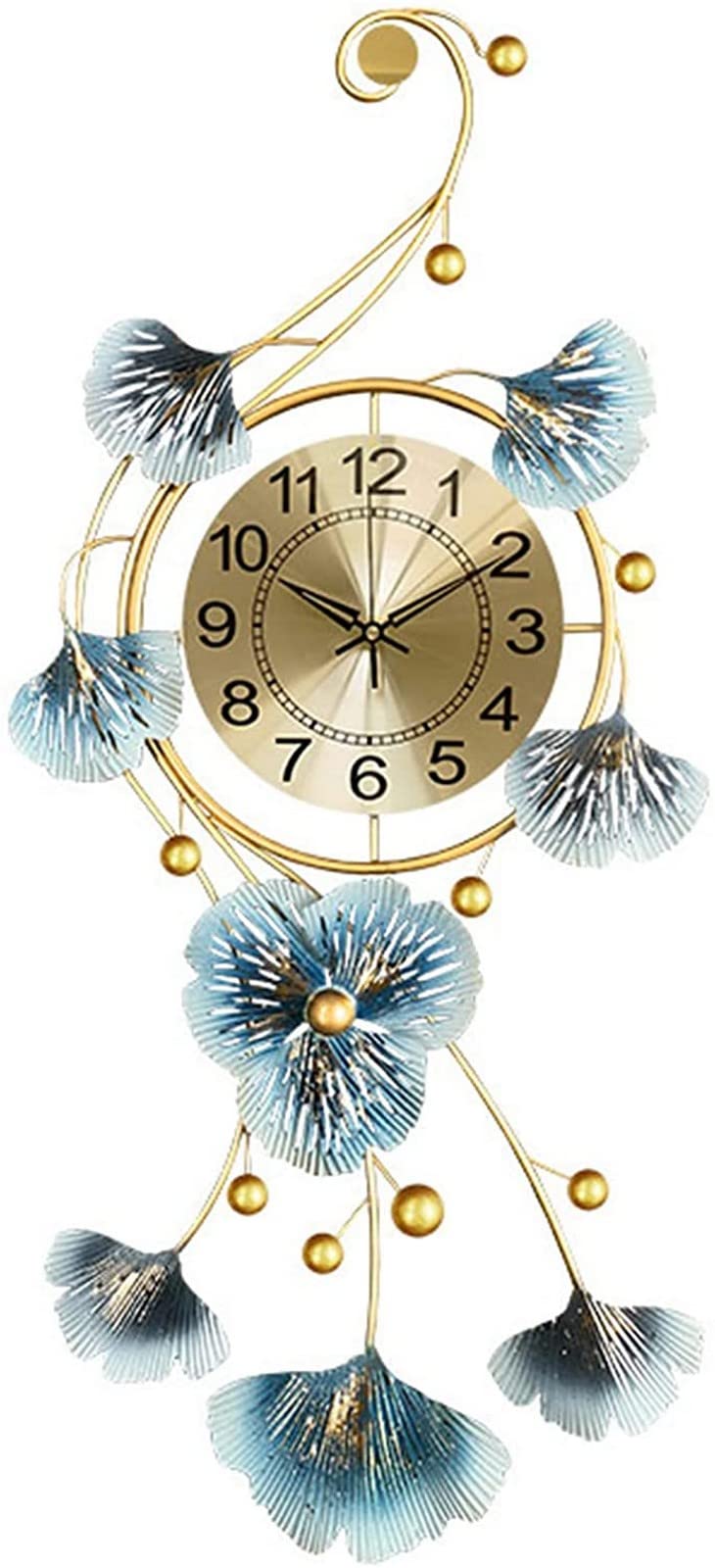 SaryEdge Wall Clock Art Clock Large Metal Decorative Wall Clocks,Silent Non Ticking Ginkgo Biloba Quartz Clock,Creativity Wall Watches for Living Room Bedroom Office,82 * 37Cm-A-82,A-37 * 82CM