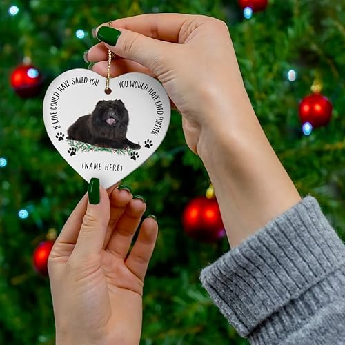 Miniatura 4 de Chow Chow Chow - Regalos para perro negro, adornos para árbol de Navidad 2024, corazón de cerámica con texto en inglés "If Love Could Have Saved You"