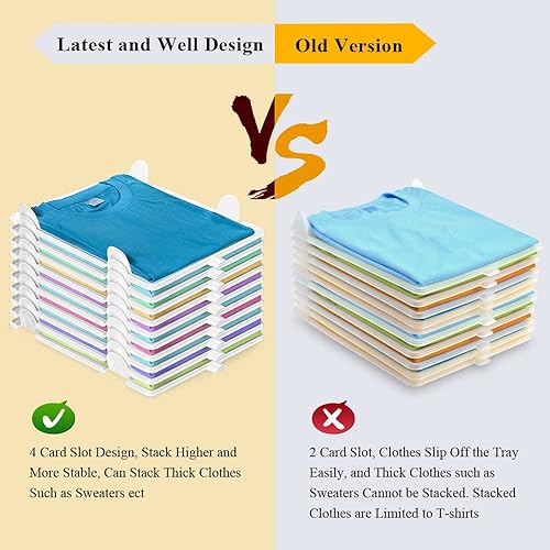 Vista 2 de Accenter Organizador de Camisetas para Almacenamiento de Ropa, Organizador de Armario Apilable con Fácil Acceso, Tabla para Doblar Camisas
