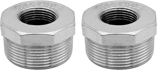 Adaptador de montaje de tubería de buje hexagonal de acero inoxidable de 1-12 pulgadas macho a 34 pulgadas hembra NPT (2 unidades)