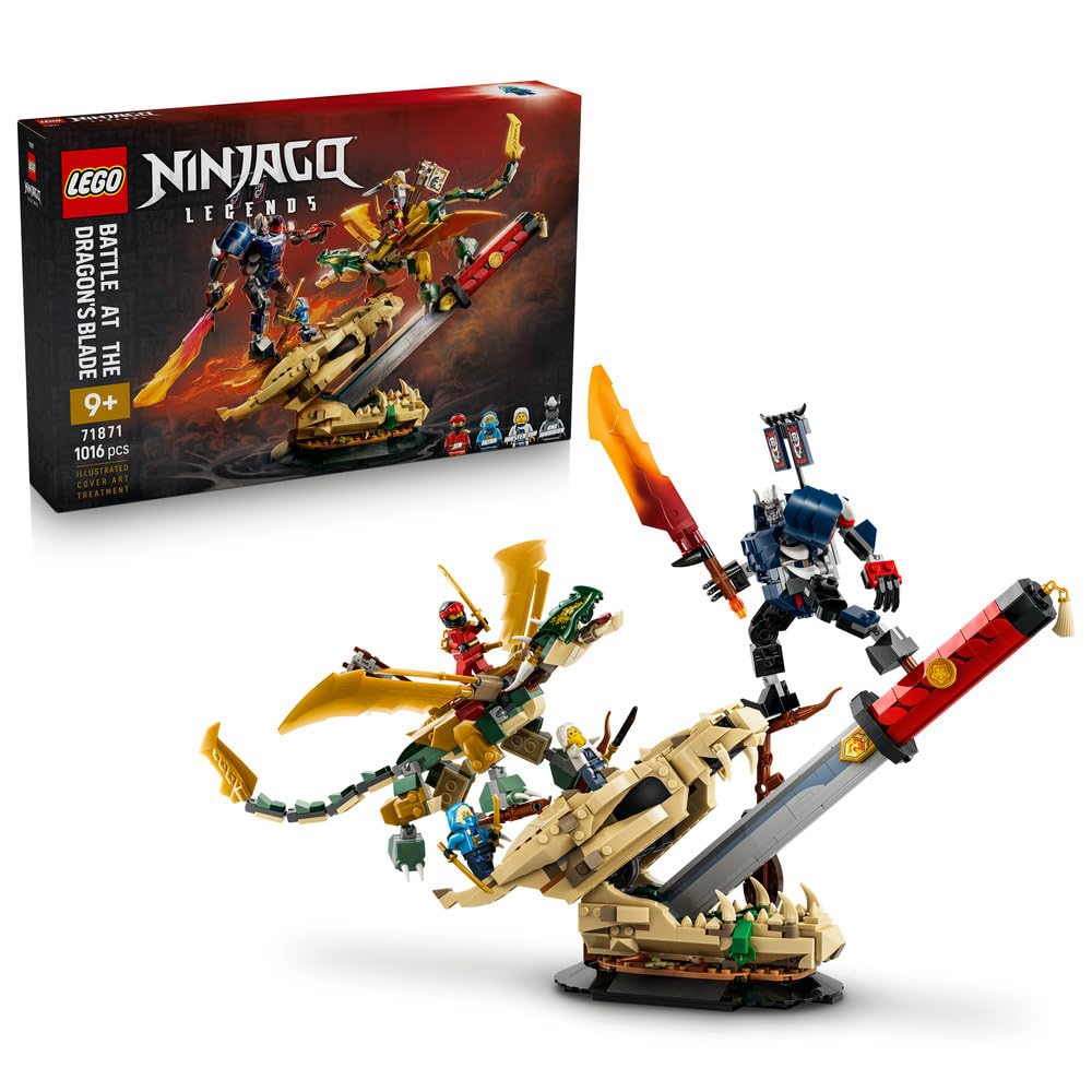 LEGO NINJAGO Bitwa o Smocze Ostrze 71871 | zestaw bitewny ninja, zabawka akcji, prezent dla chłopca i dziewczynki 9+, pojedynek ninja, 1016 elementów
