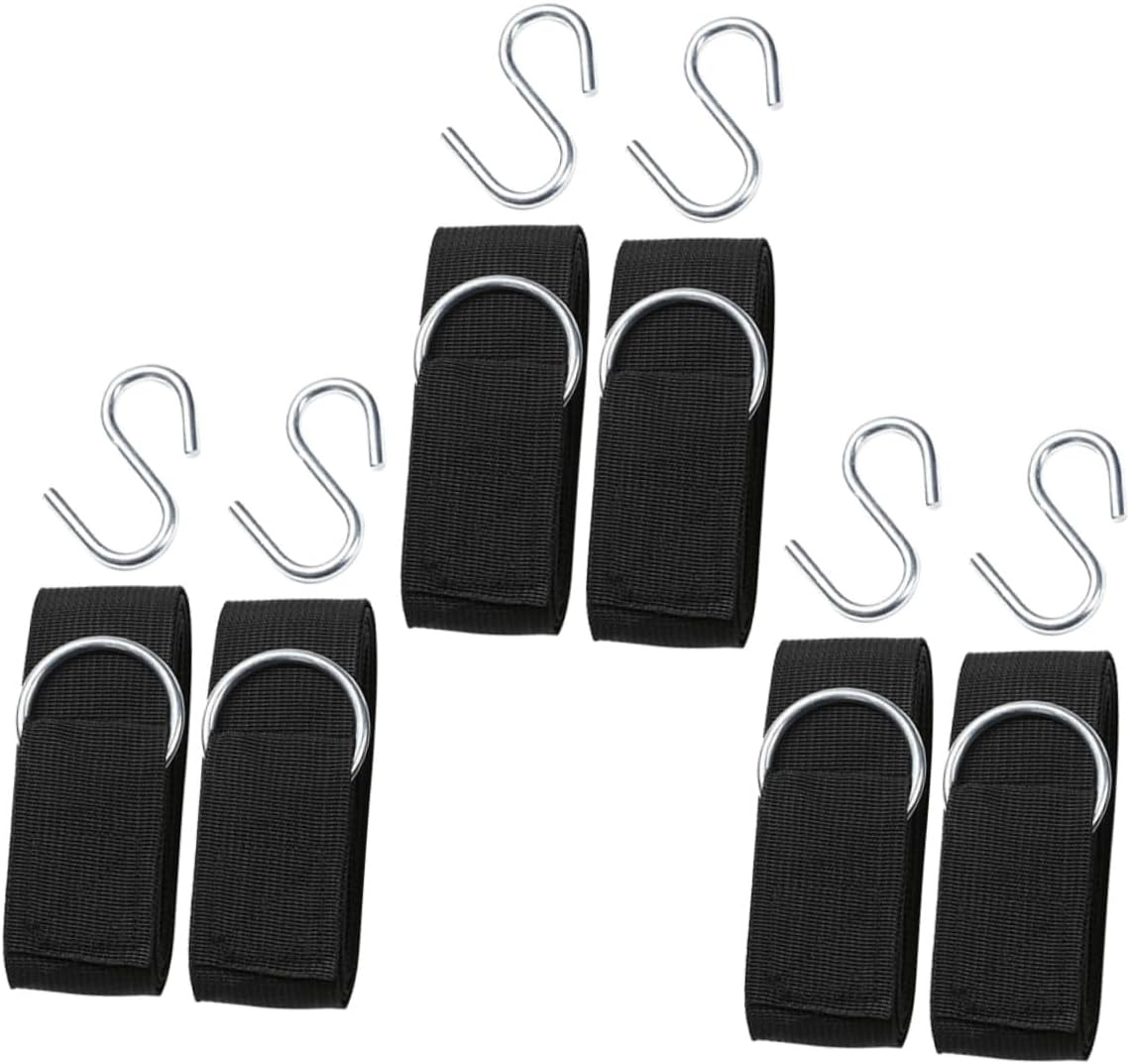 6pcs Outdoor Nylon Hammock Tree Swing Hanging Straps Kit with Adjustable Reinforcement Ropes and Heavy-Duty S Hooks for Camping and Patio Use