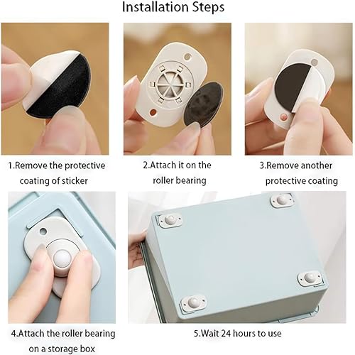 Miniatura 3 de dophee 8 ruedas autoadhesivas universales para pegar en ruedas, polea de muebles giratoria para caja de almacenamiento, zapatero, contenedores,