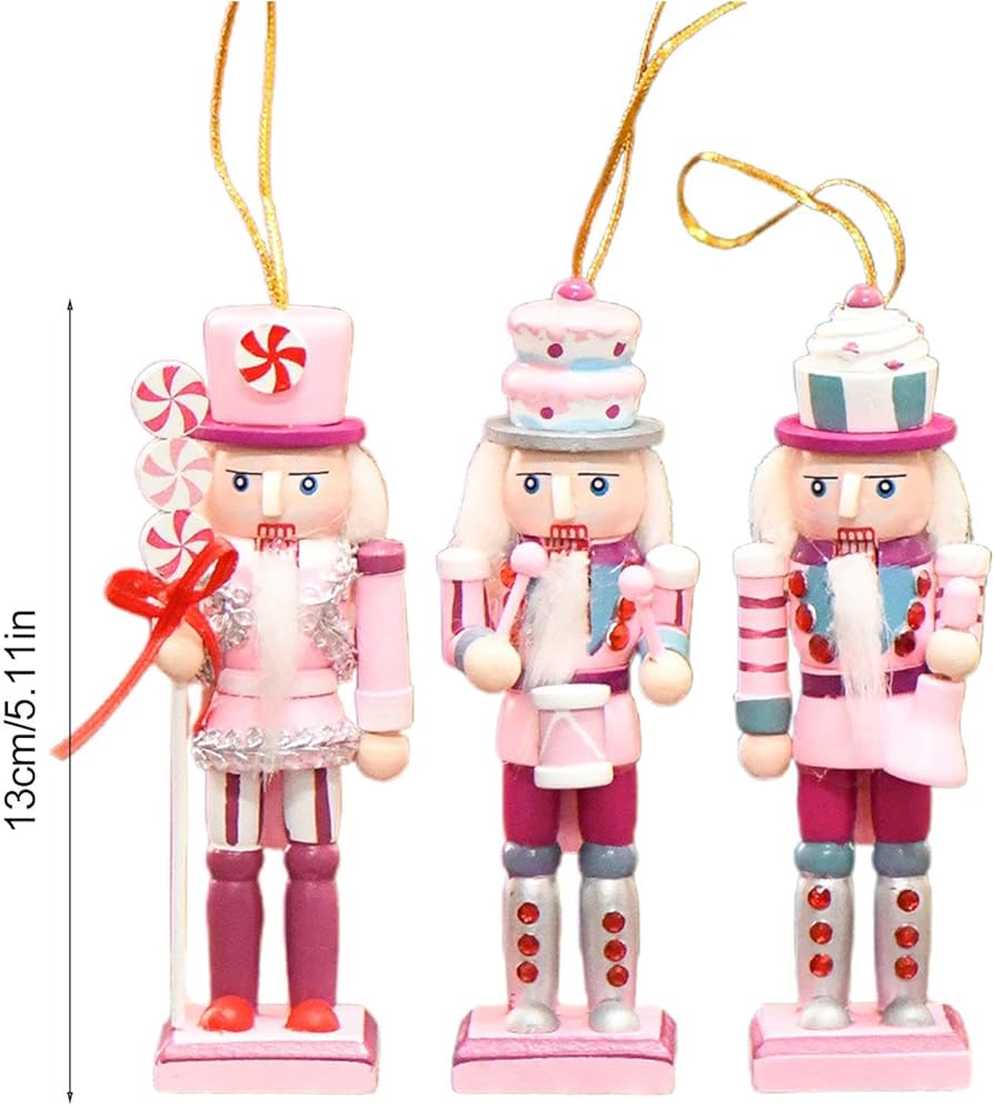 Amazon.co.jp: くるみ割り人形オーナメント、ピンクの木製クリスマス
