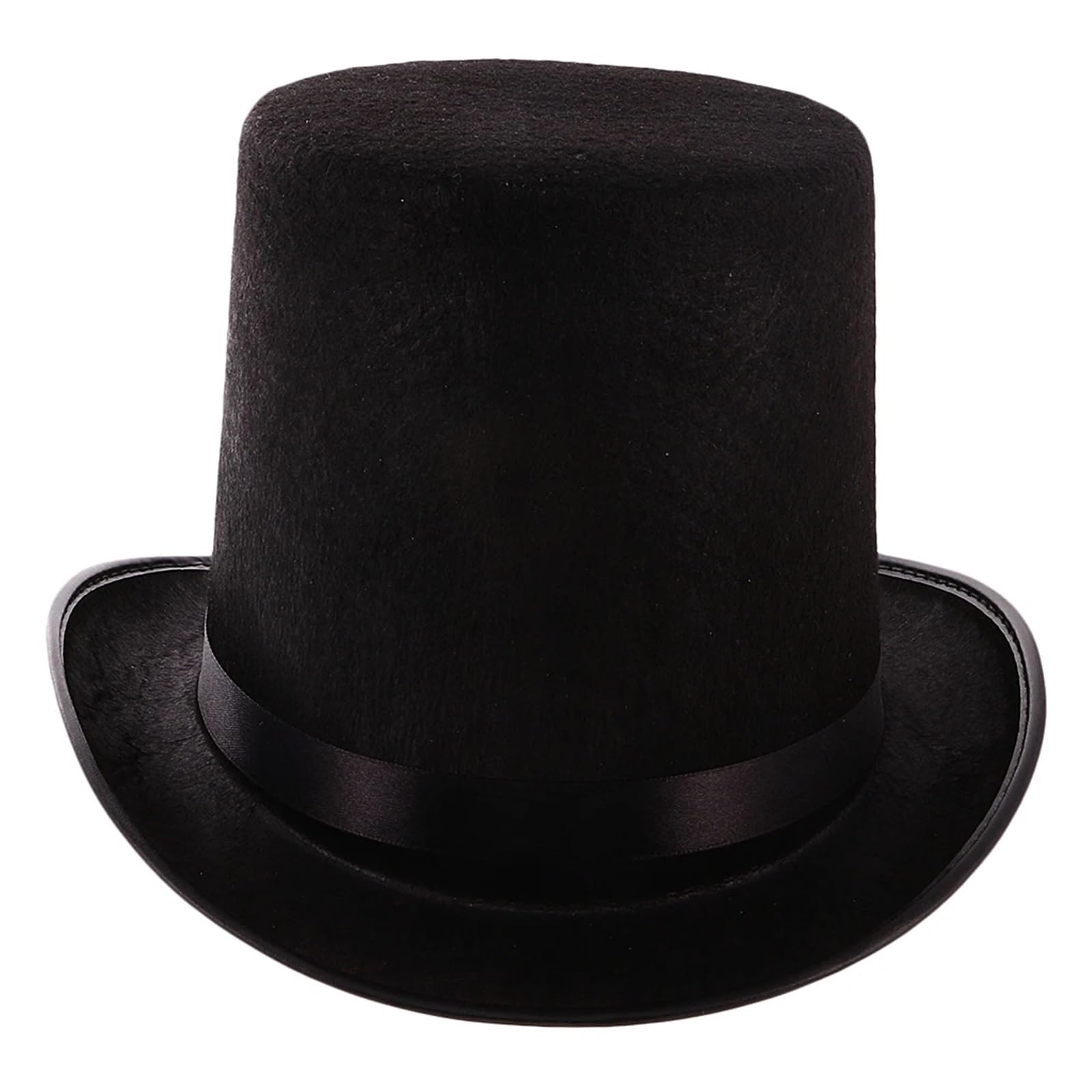 Sombrero De Copa Sombrero De Copa De Satén De Fieltro De Poliéster Negro, Sombrero De Mago, Accesorios For Disfraces De Fiesta