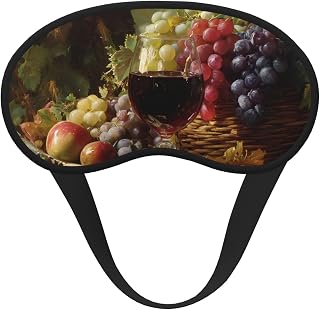 Grape Winefruits Painting Blackout Sleep Mask for Unisex, Soft Satin Eye Cover with Elastic Strap, for Travel, Nap, Yoga