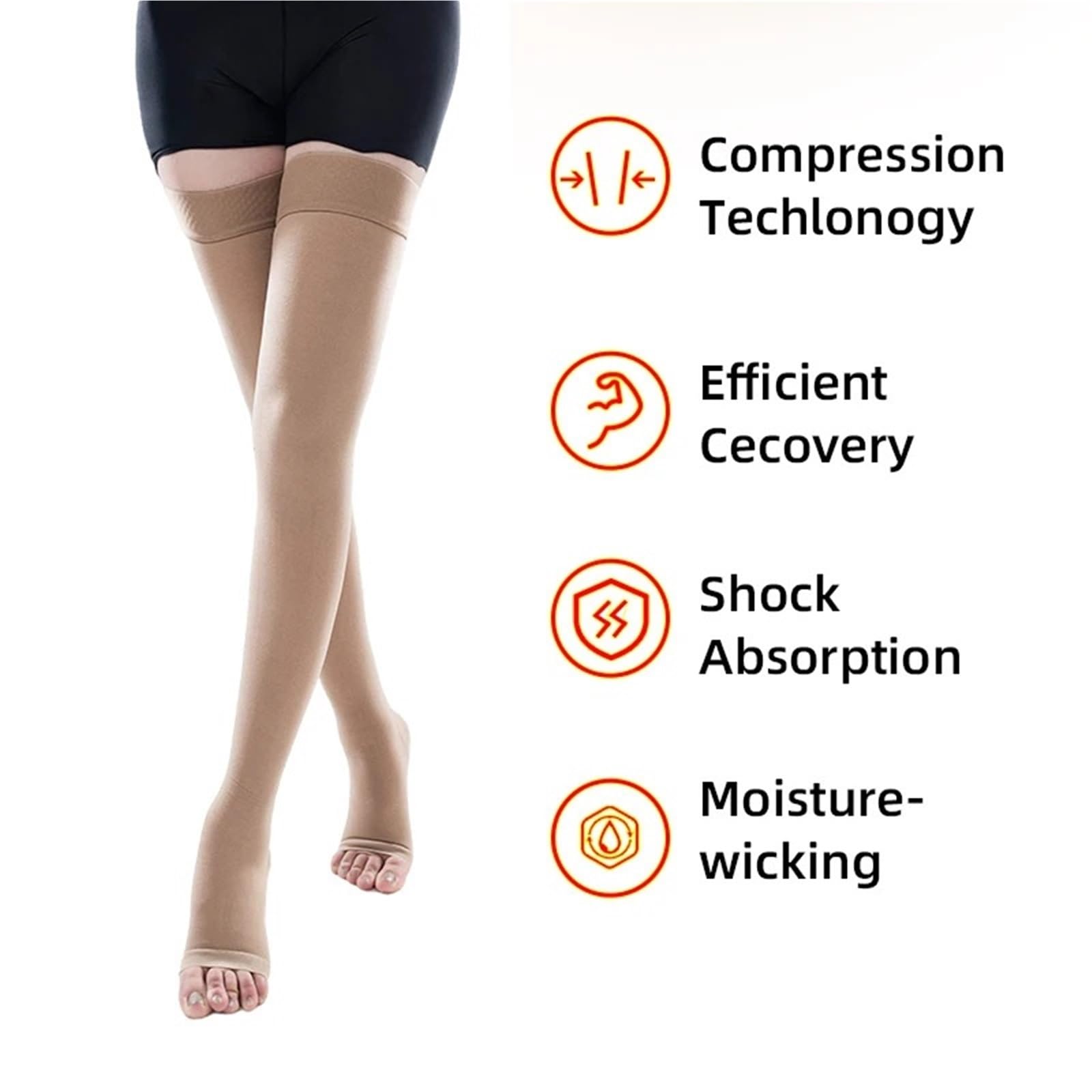 Calze a compressione elastiche for allattamento Legbeauty 23-32 mmHg, unisex, classe medica 2, calze a for dormire i piedi per Atletica Corsa
