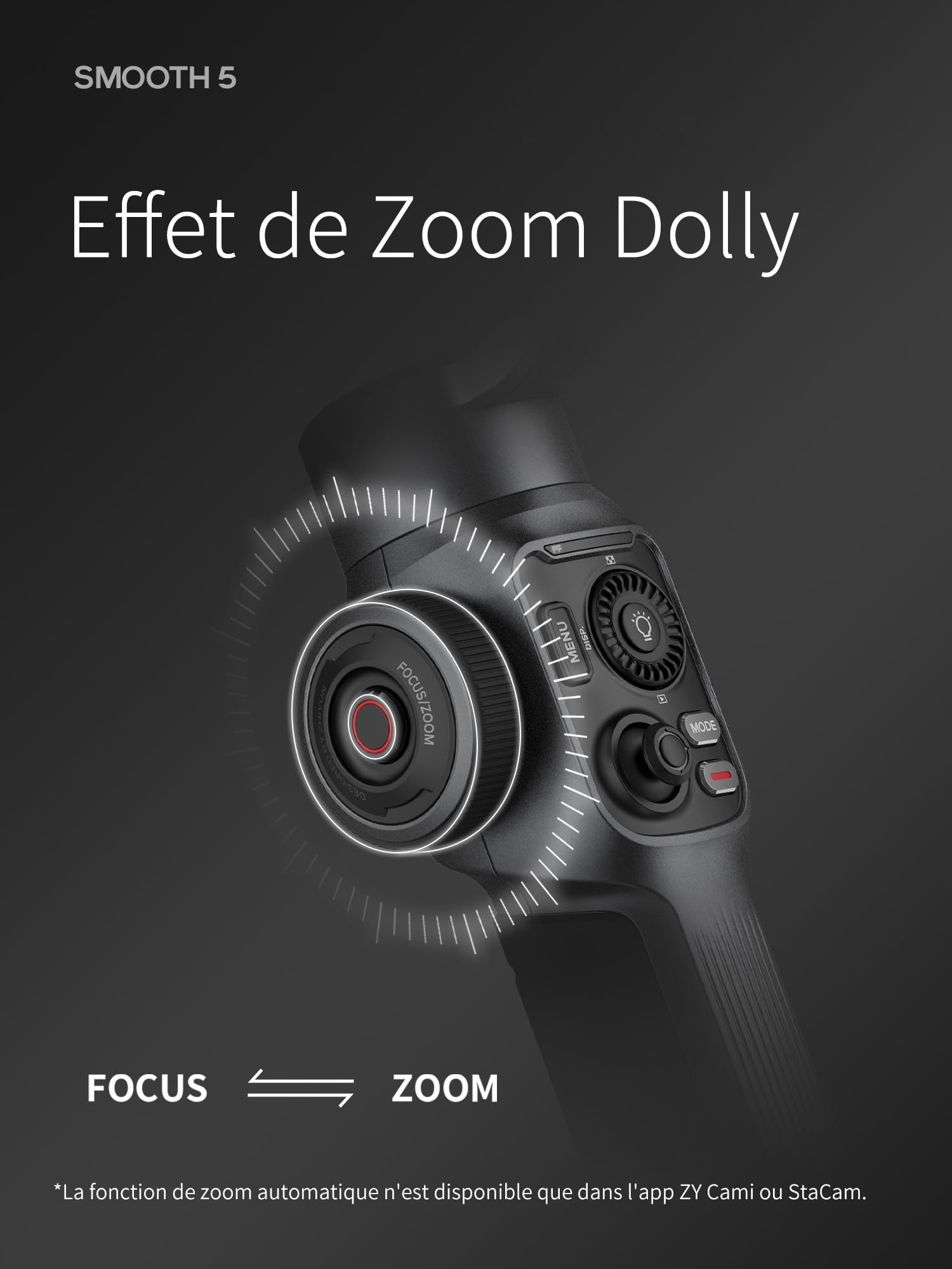 ZHIYUN Smooth 5 Combo [Official] Stabilisateur Smartphone 3 Axes, Telephone Gimbal pour iPhone et Android, avec Trepied, Sac, 2 Lumiere 300lm et Zoom pour Vlog, Youtube et TikTok
