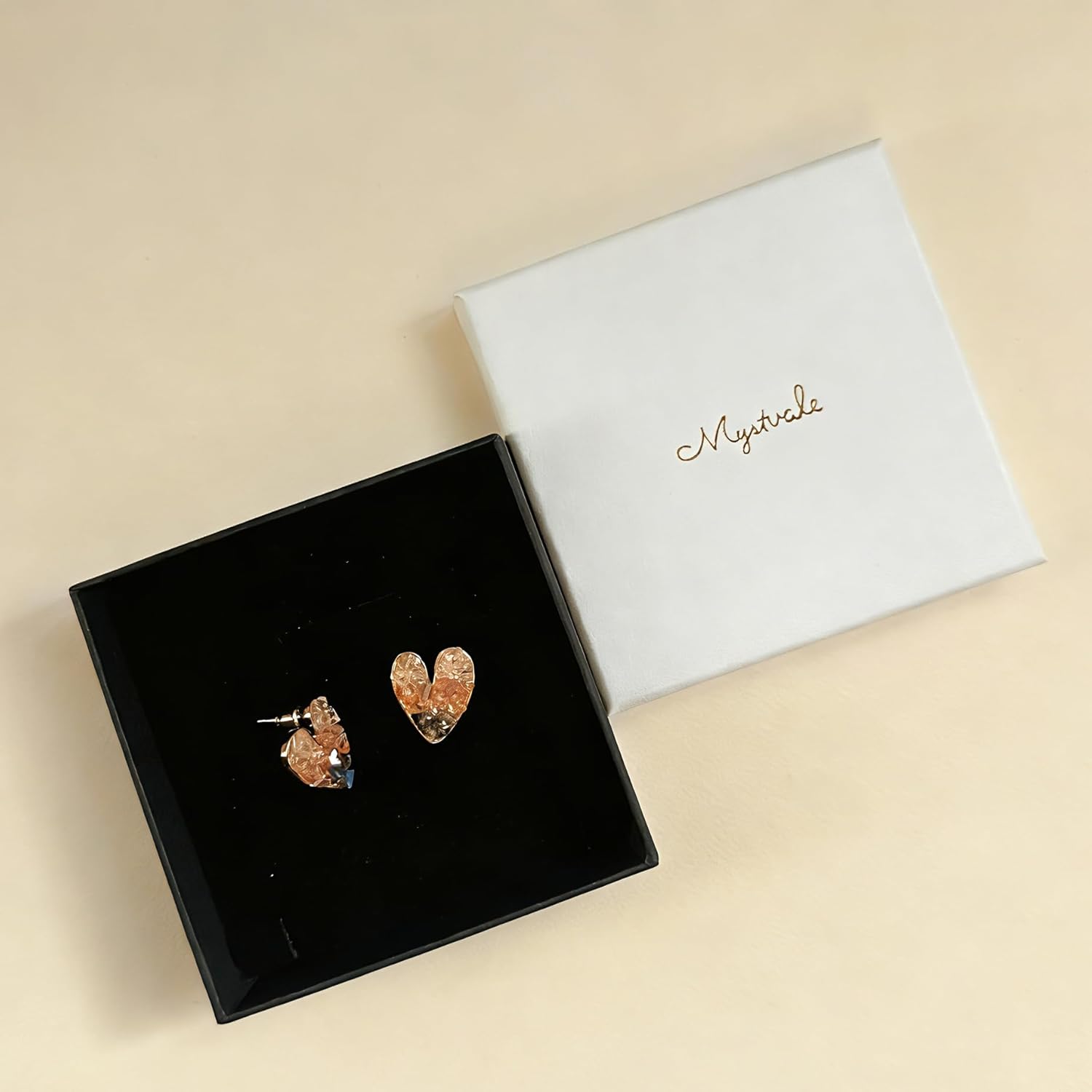 Heart Shaped Stud Dangle Earrings for Women, Featuring Lab-Created Crystals in Pink, 14K Gold Plated Romantic Love Gift, Hypoallergenic 925 Sterling Silver Posts