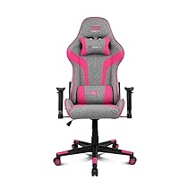 DRIFT GAMING DR90 – Sedia gaming ergonomica con poggiatesta e supporto lombare, schienale reclinabile a 135°, braccioli 2D regolabili, tessuto traspirante, base in nylon e pistone a gas, Grigio-Rosa