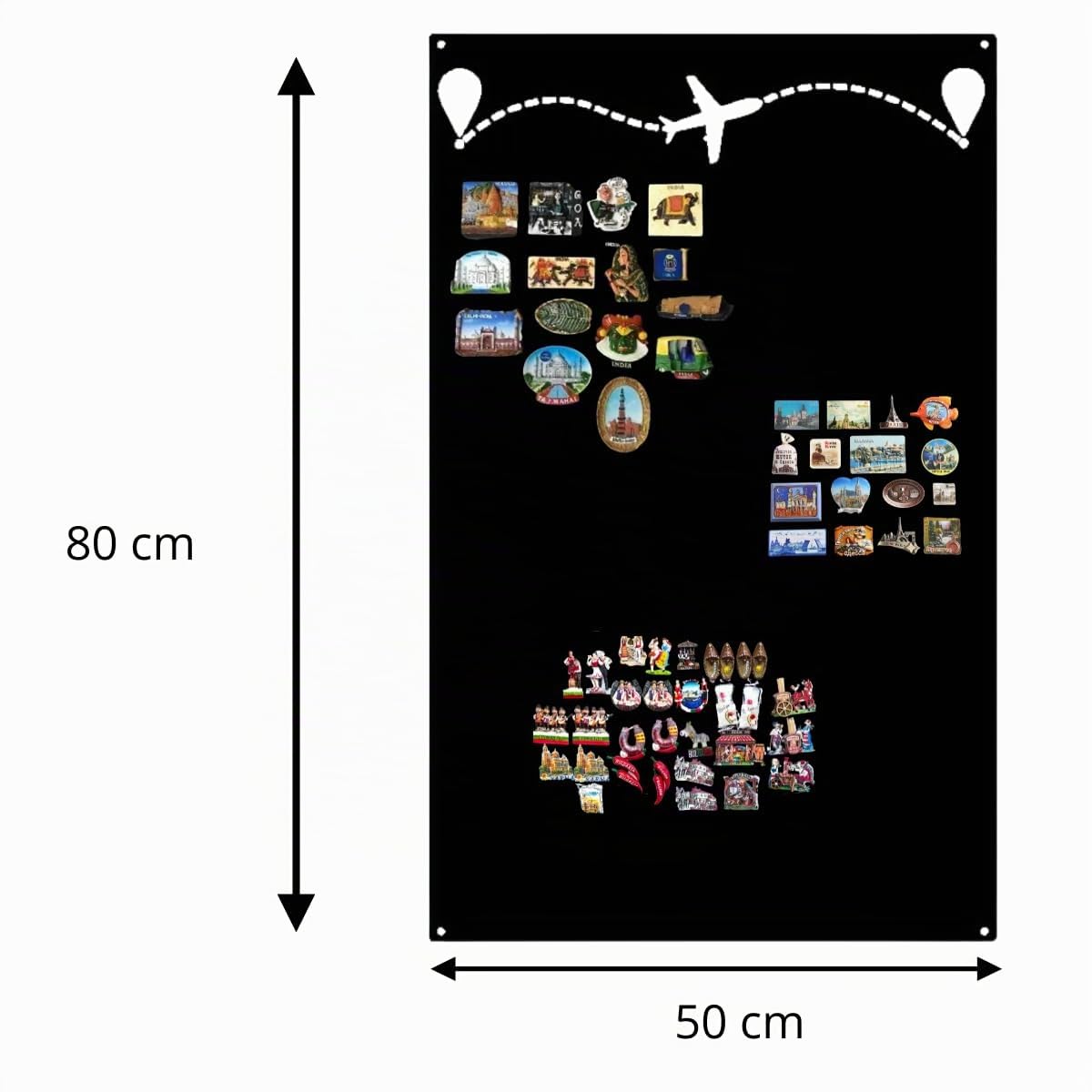 Tableau Magnétique - Tableau Effaçable en Acier - Idéal pour Aimants et Notes - Tableau Noir Magnétique Mural - Kit de Montage Inclus - 80x50 cm -