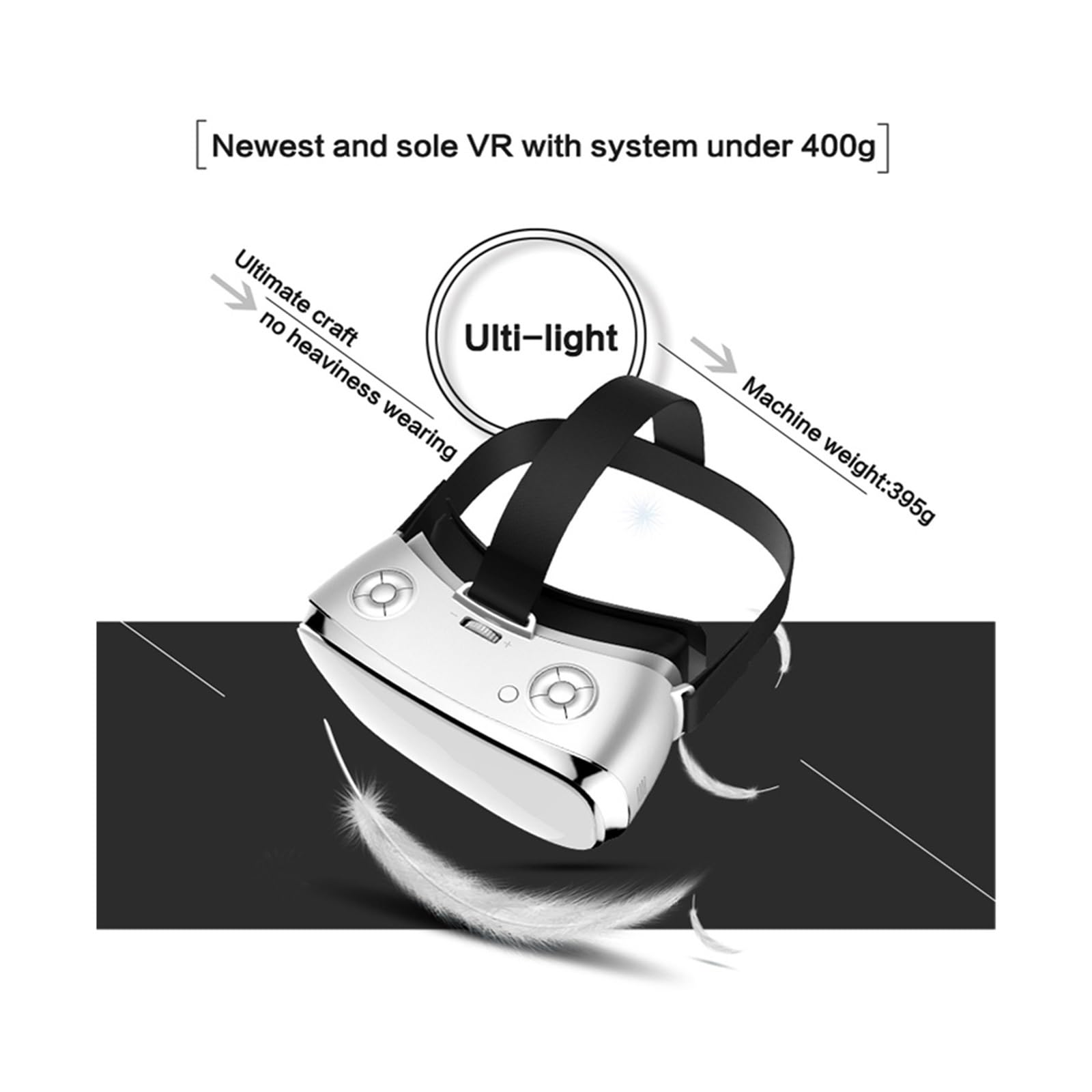 Gafas de Realidad Virtual V3 Todo en uno. Pantalla 2K de 5,5 Pulgadas, 3 GB/16 GB, procesador de Cuatro núcleos, Wi-Fi, batería de 4000 mAh. Compatibles con películas y Juegos 3D.(2K Black)