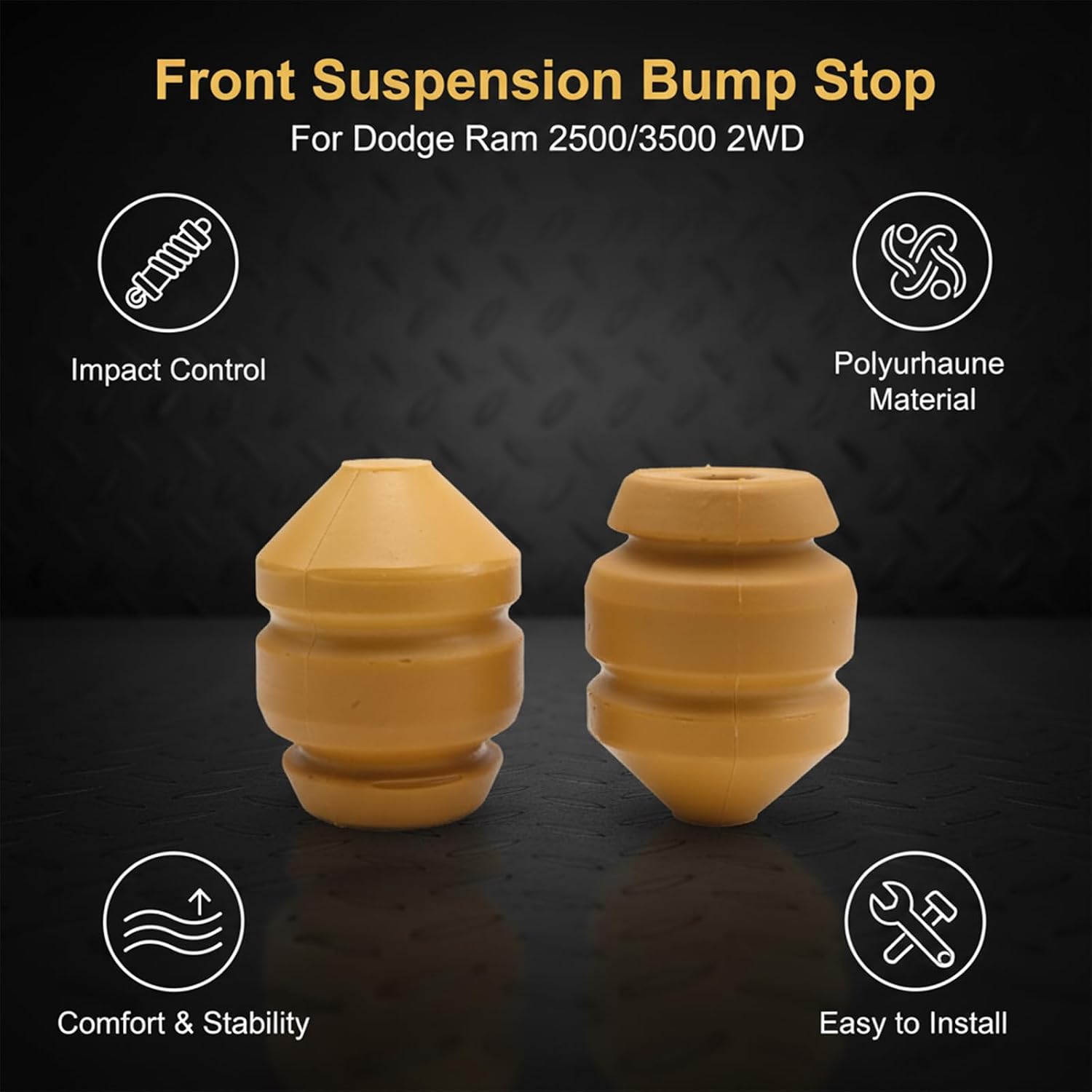 2 Pcs 52113300AB Front Bump Stops, Replacement for Dodge Ram 2500 3500 2WD 2003-2014, for Lower Suspension Control Arm Jounce Bumpers