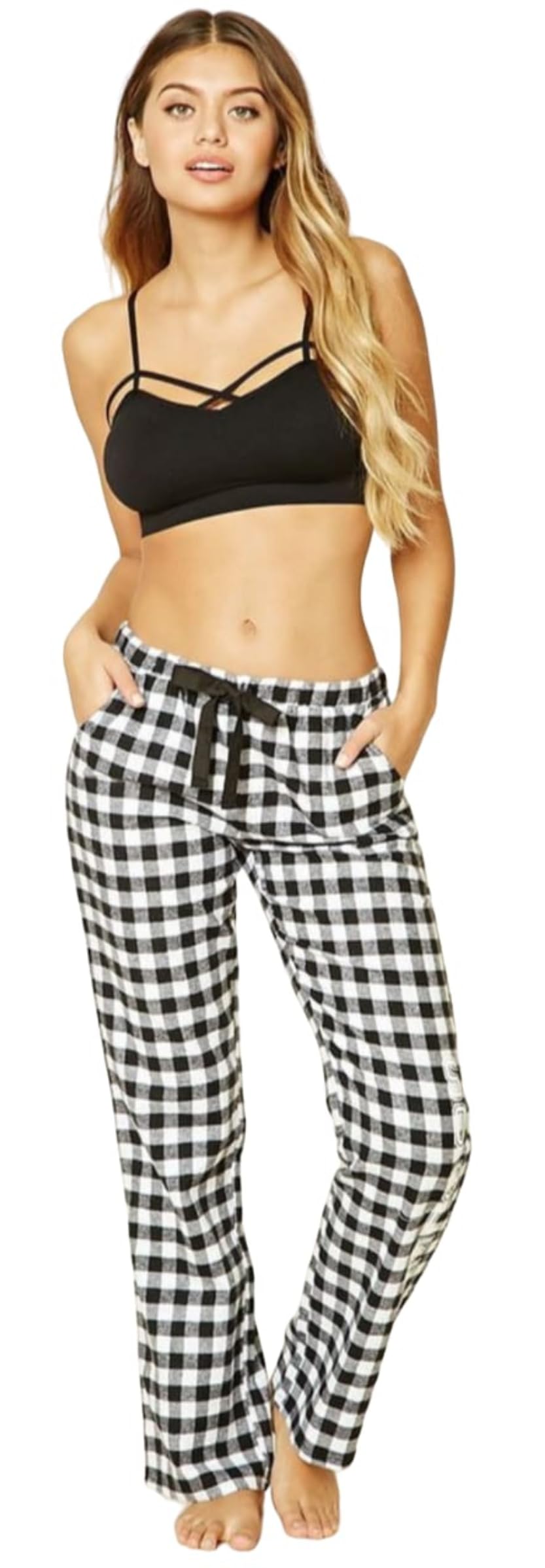 Women's Warm Cotton Flannel 1 Pack Lounge Pants (Black Pyjamas) (Prints May Vary-picture-55