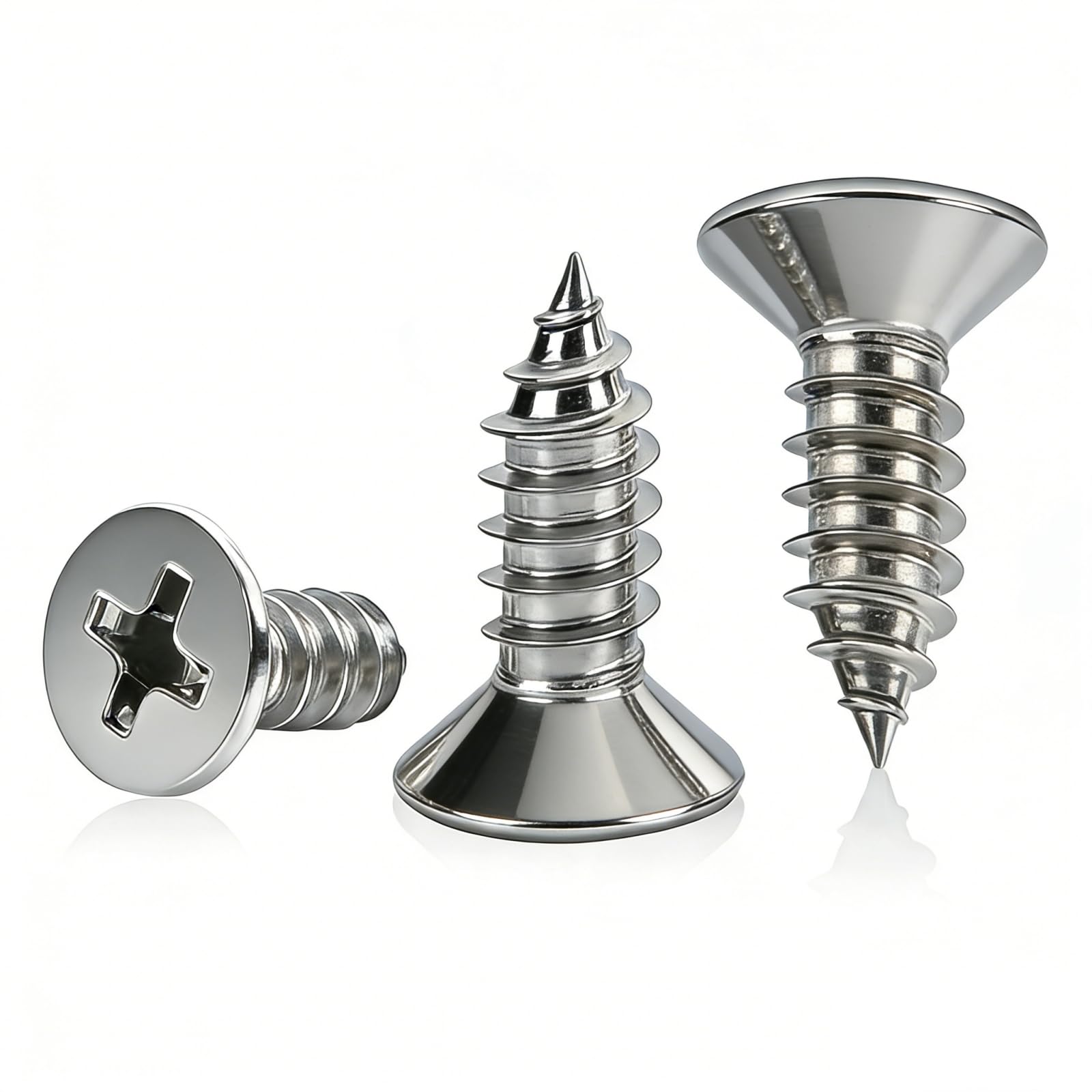 Photo 1 of #4 x 1/4 [100 Pack] Flat Head Phillips Drive Self Tapping Screws, Sheet Metal Screws, 304 Stainless Steel (18-8), Corrosion Resistant Screws for Wood, Sheet Metal and More