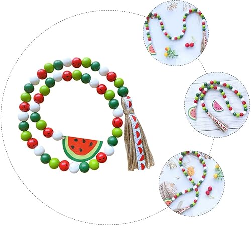 Miniatura 3 de Decoración de cuentas de sandía guirnalda borla colgante de verano colgante de madera con cuentas adorno colgante