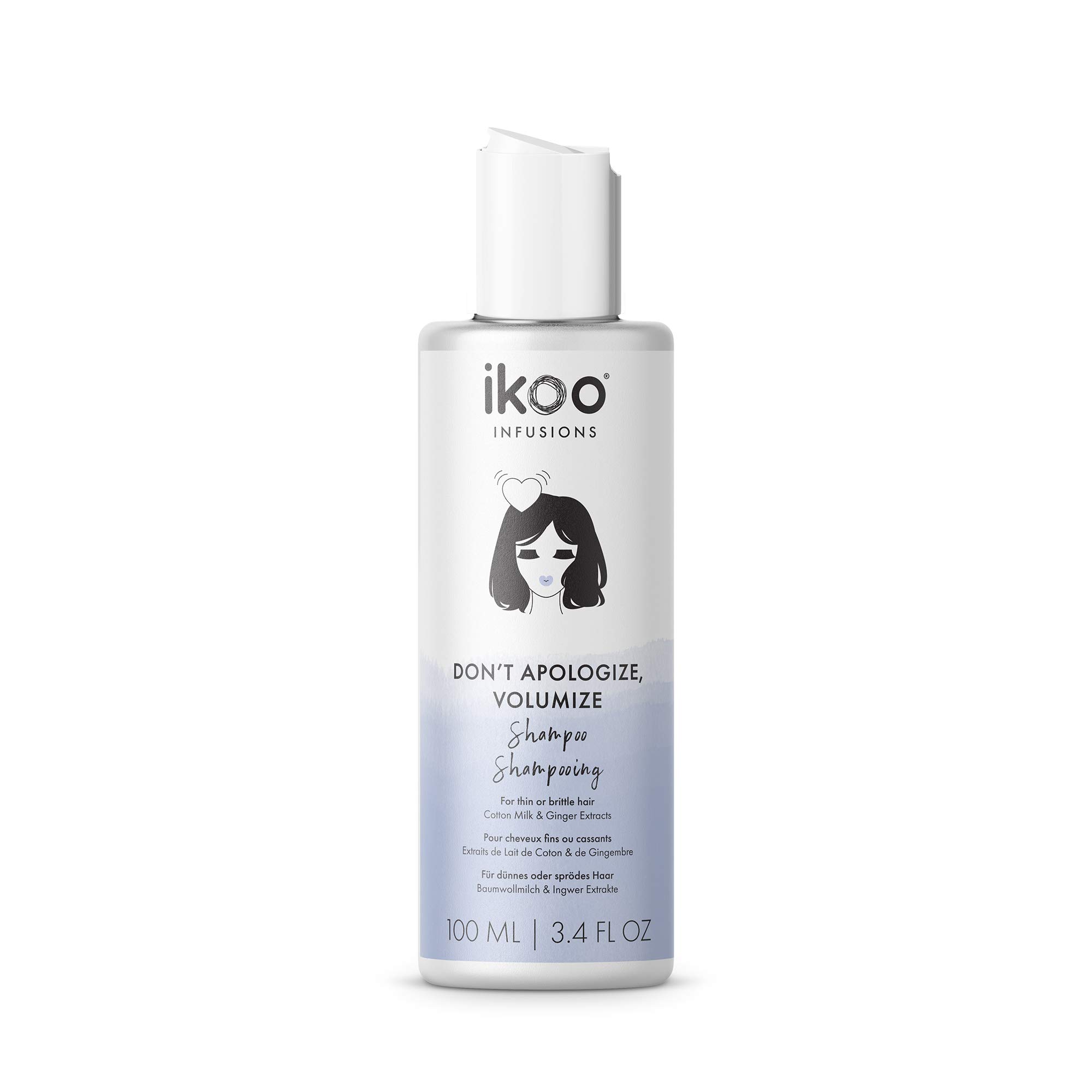 IkooDon't Apologize Volumizing Shampoo for Fine, Thin or Flat Hair, Adds Volume, Body & Thickens, Root Lifter Hair Product, Cruelty Free, Vegan, Paraben Free, Silicone Free, Travel Size - 3.4 Fl Oz