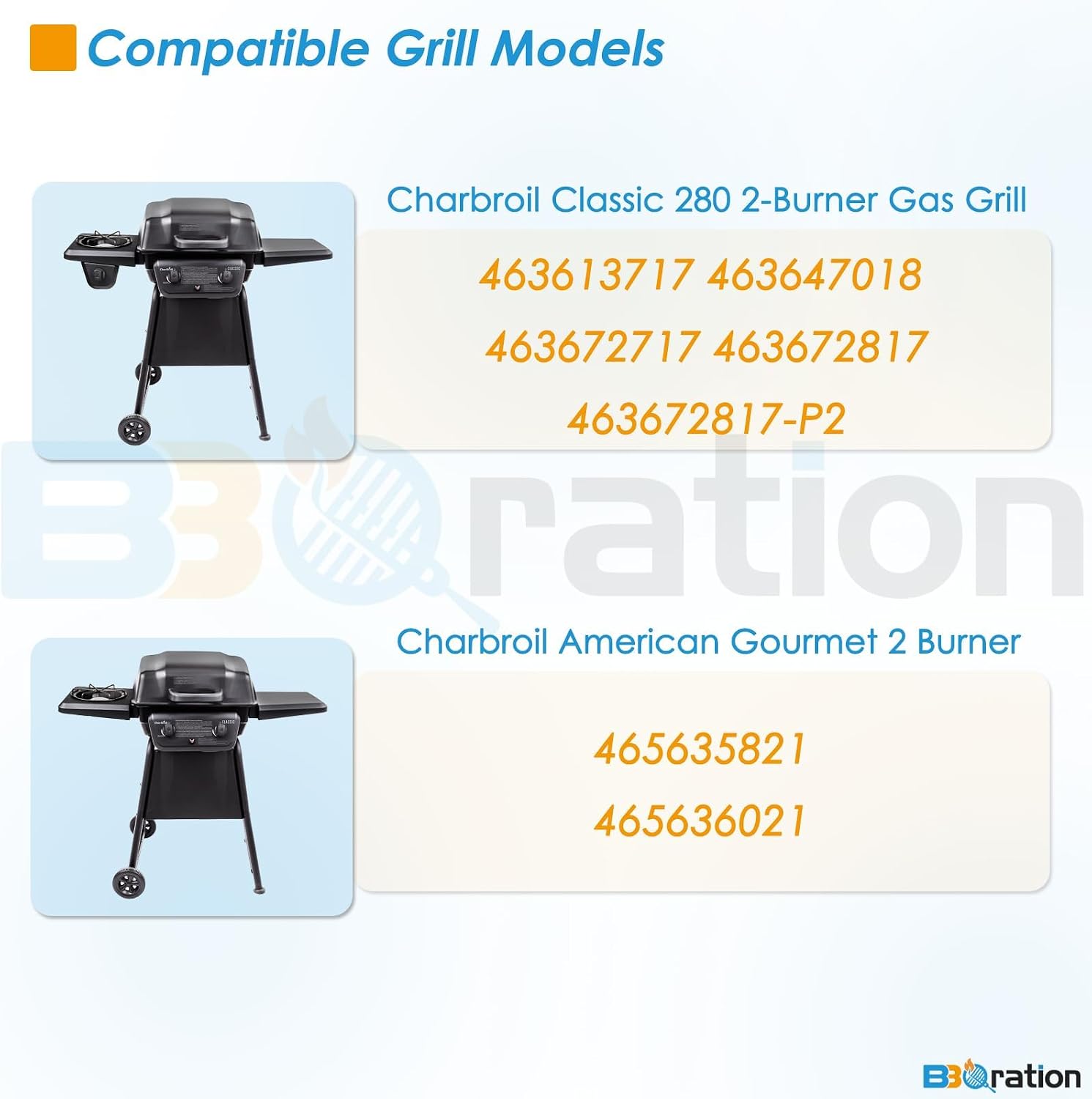 grill parts for charbroil classic 280 2-burner 463672817-p2 463672717 463613717 463647018 463672817 g215-0203-w1 g206-0006-w1 charbroil classic grill parts for american gourmet 465635821 2-burner kit