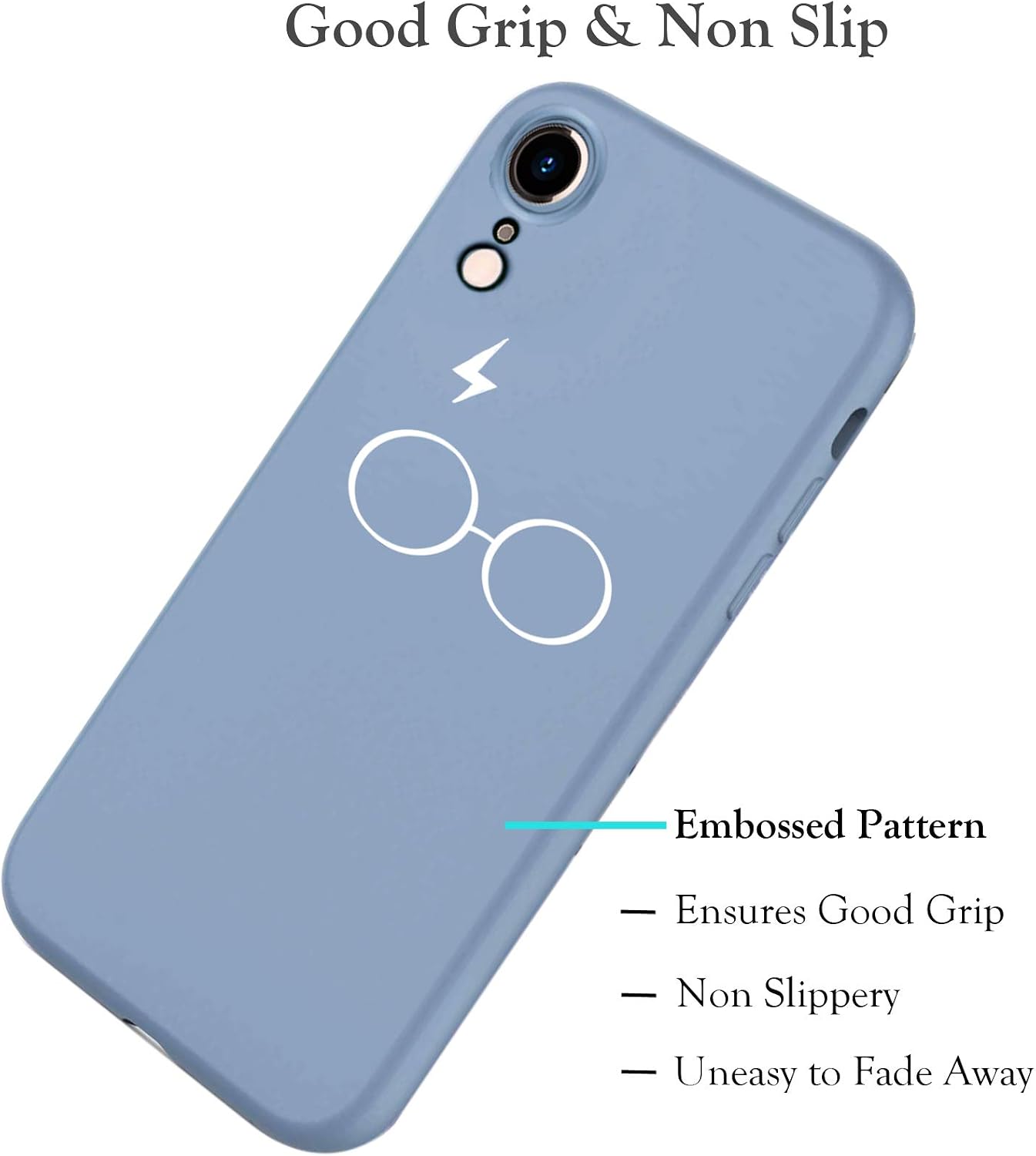 Unov Case Compatible with iPhone XR Casew with Hallows Design Slim Protective Soft Liquid Silicone Bumper Support Wireless Charging 6.1 Inch (Blue with Hallows)
