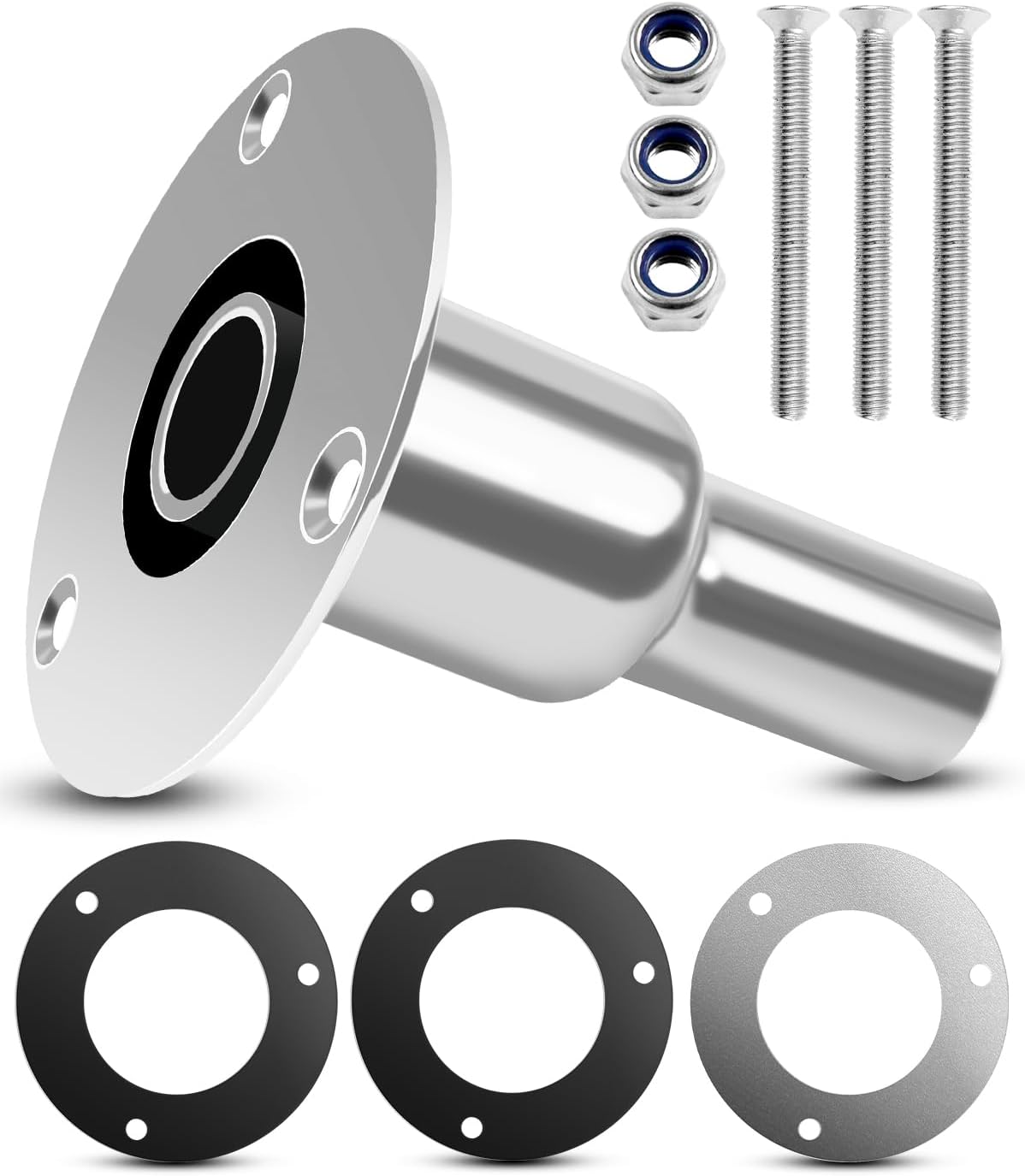 Straight Thru Hull Exhaust Skin 316 Stainless Steel Fitting Wall Socket Hardware for Diesel Parking Heaters Boat Car Truck 24mm/9.44inch Tube Pipe, Marine Exhaust Port