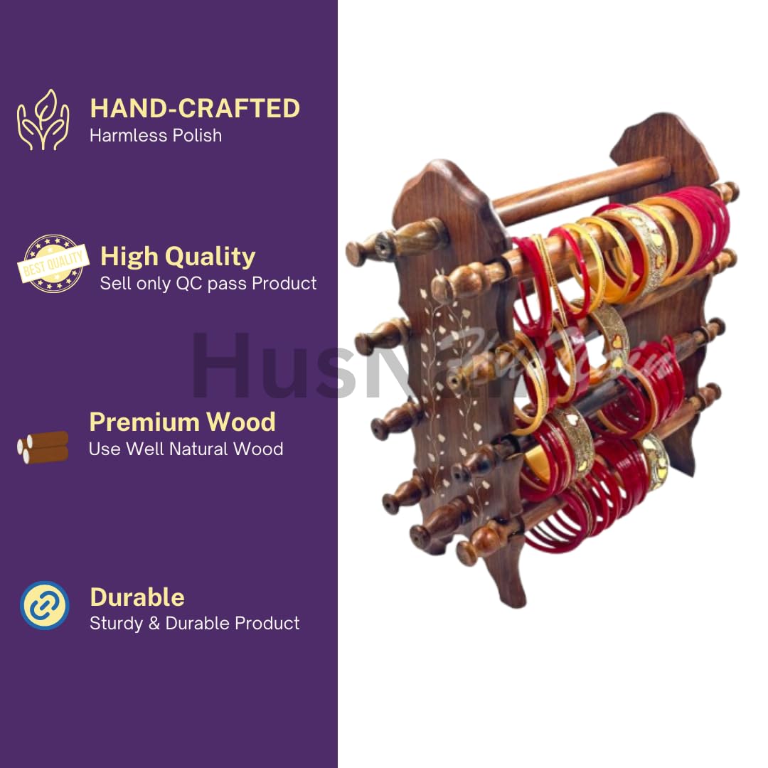 HusNain Soporte de madera para pulseras, organizador de brazaletes, soporte plegable Chuddi, artículo de regalo para mujeres, organizador de exhibición de joyas, soporte de pulsera para joyas (marrón)