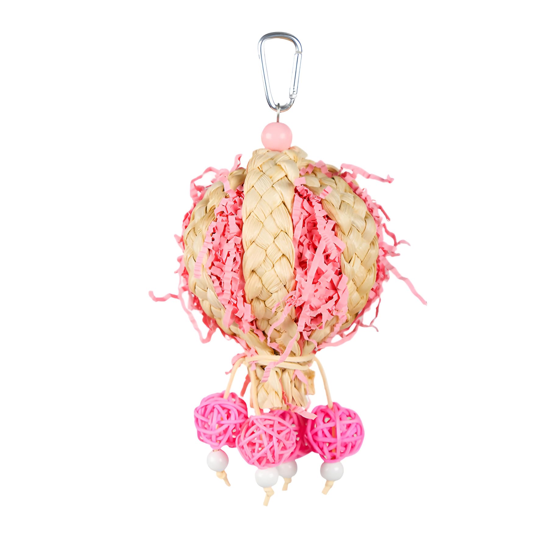 Bird Toys Foraging Shredder Hanging Toys Rope Perch with Bell Parakeet Toy Parrot Swing Climbing Standing Toys Bird Cage Accessories for Conure Cockatiel Budgies Lovebird, Pink, 1 Pack