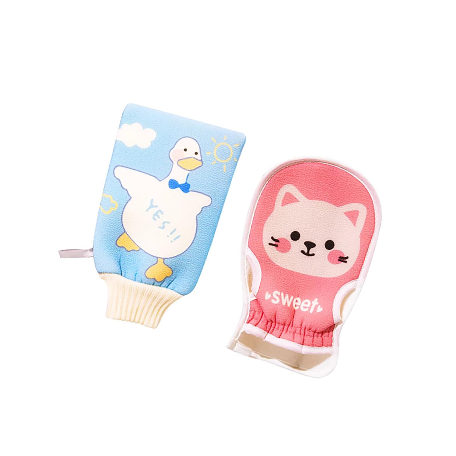 Generic Cute Cartoon Bath Mitt Set - 2 Pack | Powerful Exfoliating Bath Gloves for Deep Cleaning and Back Scrubbing