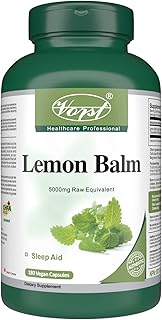 VORST Lemon Balm 5000mg Raw Herb Equivalent (500mg With 10:1 Extract Ratio) 180 Vegan Capsules | Supplement for Sleep & Digestive Aid | 1 Bottle