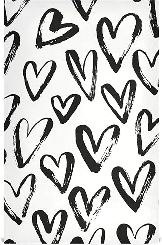 susiyo Toallas de cocina de corazón blanco y negro, 4 piezas, paños de cocina, paños de cocina, 28 x 18 pulgadas