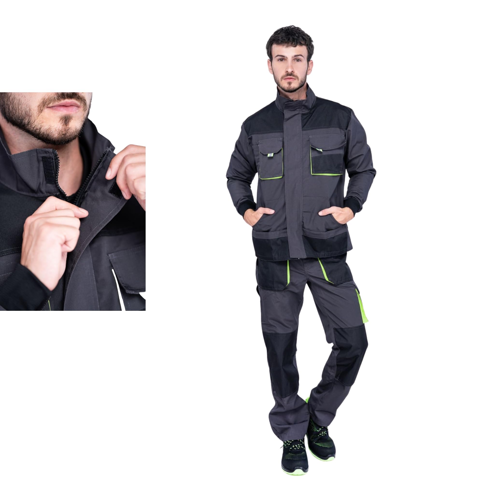 Veste de travail homme, Blouson de travail, Multi Poches, Grande Taille S - XXXL, Manteau de travail, Bleu/Noir/Rouge, Haute qualité Vetement