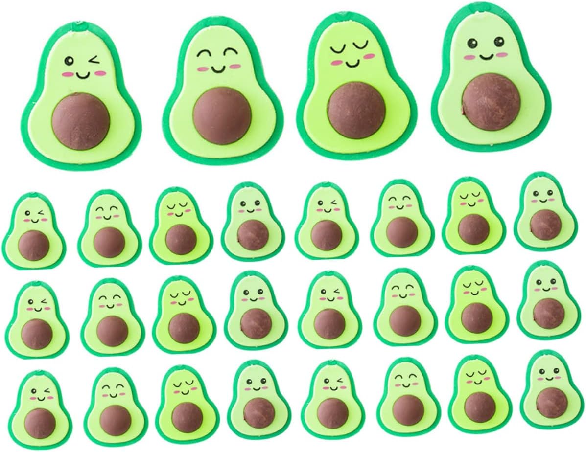 Healifty 36Pcs Avocado Erasers for Bulk Small Cute Pencil Erasers Classroom Rewards Fun Stationery for Students School Supplies Gift
